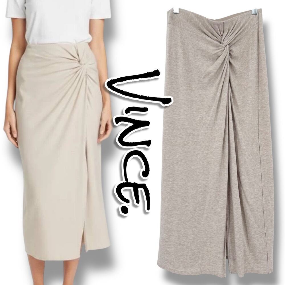 New With Tags Vince Twist Draped Midi Skirt Light Heather Beige Womens Size XS